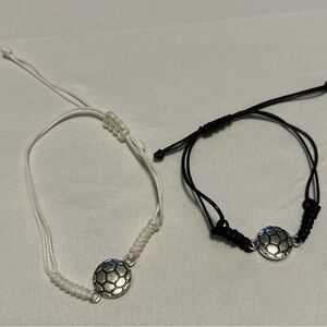 Wax Thread Alloy Woven Soccer  Party Gift Bracelets Anklet Ajustable Set Of 2